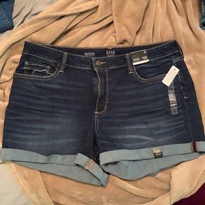 High Rise Dark Jean Shorts